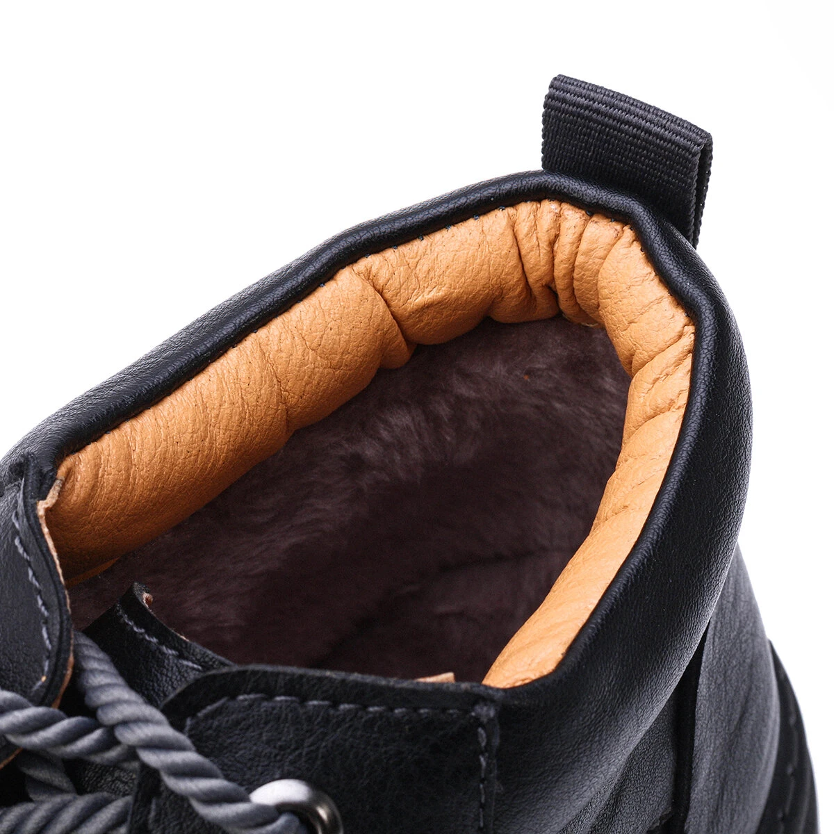 (image for) Men's High Top Boots Winter PU Leather Ankle Boots Fur Lined Warm Slip Resistant Waterproof Casual Shoes Outdoor Mountaineering Hiking Shoes